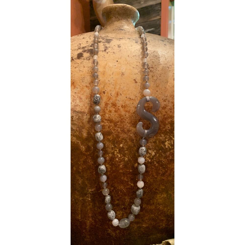 Sterling Silver Grey Multi Stone Necklace